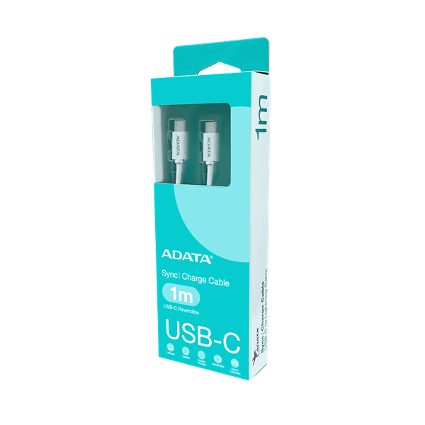 ADATA kábel USB 3.2 - USB TypeC - TypeC 1m műanyag fehér (CACC-100PN-WH)
