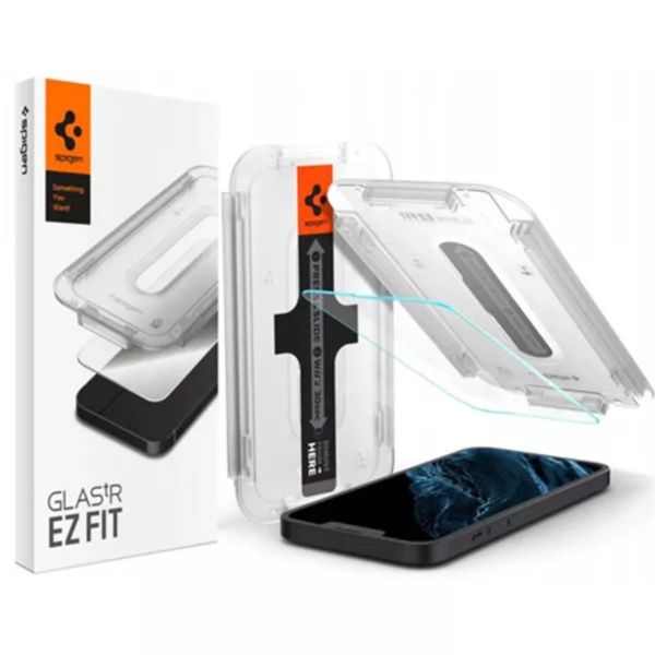 SPIGEN EZ FIT HD képernyővédő üveg (2.5D, tokbarát, ultravékony, 0.2mm, 9H + segédkeret) ÁTLÁTSZÓ - Apple iPhone 16e (AGL03724)
