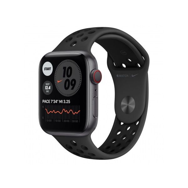 Apple Watch Nike S6 GPS + Cellular, 44mm (M09Y3HC/A) asztroszürke aluminium tok, fekete Nike sport szíj