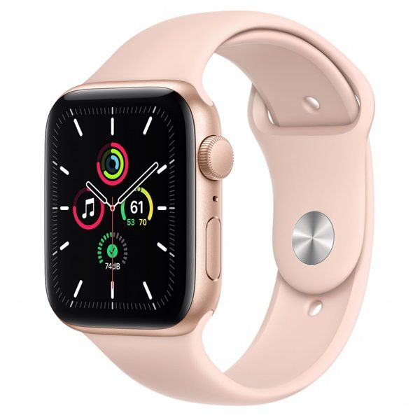 Apple Watch SE GPS, 44mm (MYDR2HC/A) Arany alumíniumtok, pink sportpánt