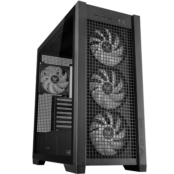 ASUS TUF Gaming GT302 ARGB ATX PC Ház, Tápegység nélkül, Üvegfalú, fekete (GT302/ARGB FANS/BLK)