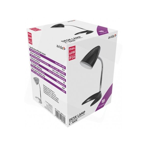 Avide BASIC O TALPÚ FEKETE + 4W LED asztali lámpa