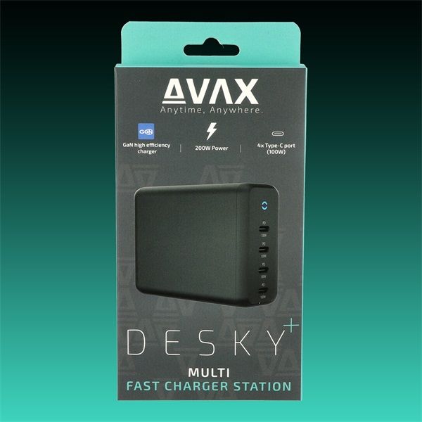 AVAX DC637 DESKY+ 200W GaN gyorstöltő elosztó 4xType C (PD 3.0)