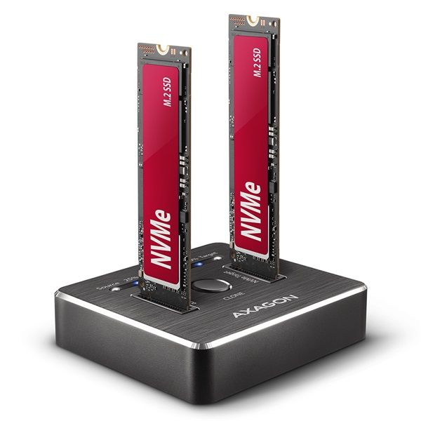 AXAGON ADSA-M2C USB-C 3.2 M. 2 fekete dual dokkoló állomás (ADSA-M2C)