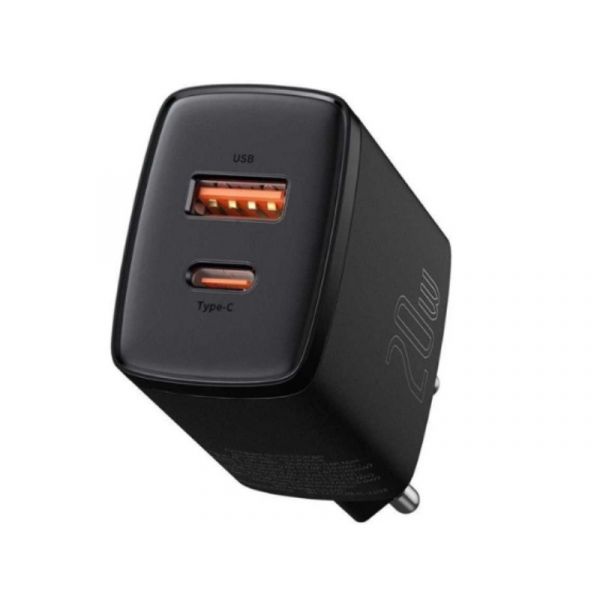 Baseus Compact Quick Charger U+C 20W hálózati gyorstöltő (CCXJ-B01) fekete