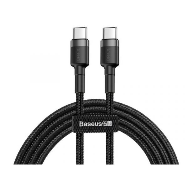 Baseus Cafule Type-C/Type-C 60W 1m gyorstöltő adatkábel (CATKLF-GG1) szürke/fekete
