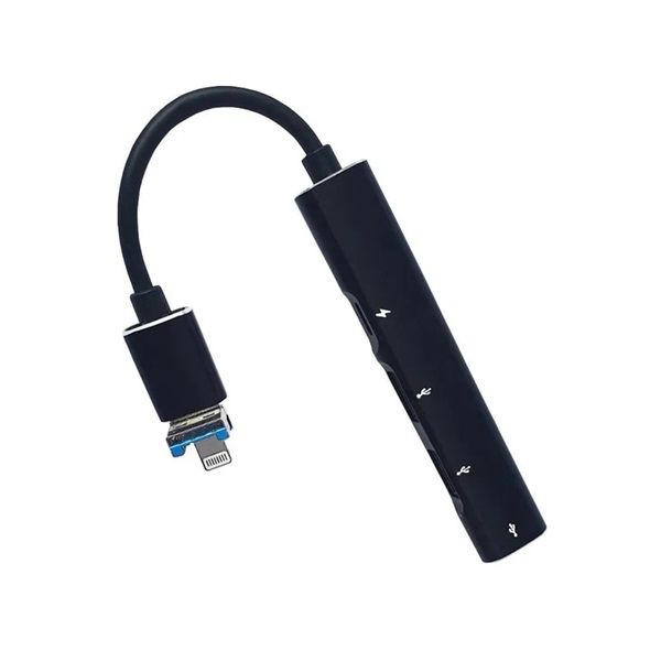 BLACKBIRD Adapter USB3.0/Lightning, 2xUSB, 1xUSB-C, 1xLightning, Fekete