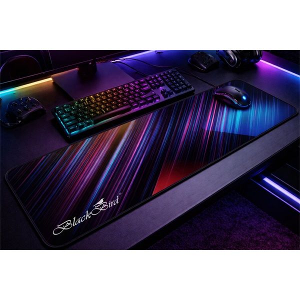BLACKBIRD Egérpad Gamer NebulaGrip  70x30cm 3mm vastag fekete varrott szegély