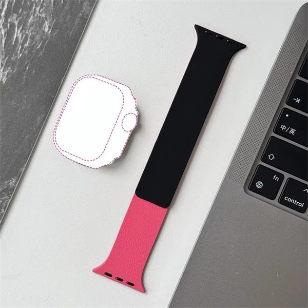 BlackBird LITCHI Fekete Pink Szíj Iwatch készülékhez 42/44/45/46/49 mm (BH1804)