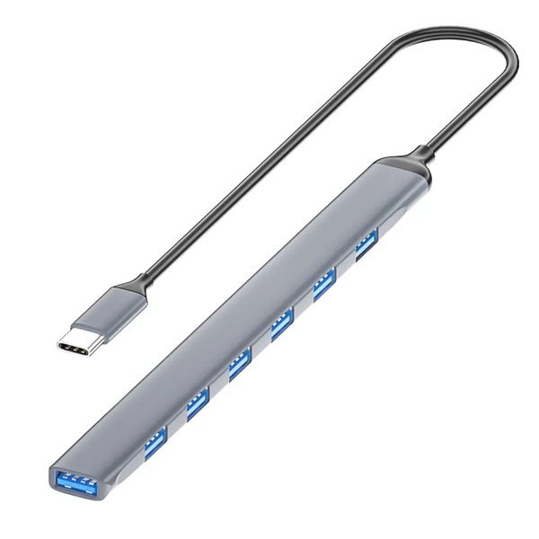BLACKBIRD USB 3.0 Type-c 7 port hub extra slim, aluminium ház, notebookhoz (BH1468)