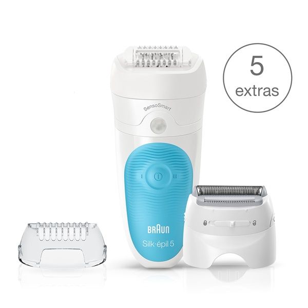 Braun Silk-épil 5 5/890 SensoSmart vezeték nélküli Wet & Dry epilátor kezdőkészlet, kék (4210201190363)