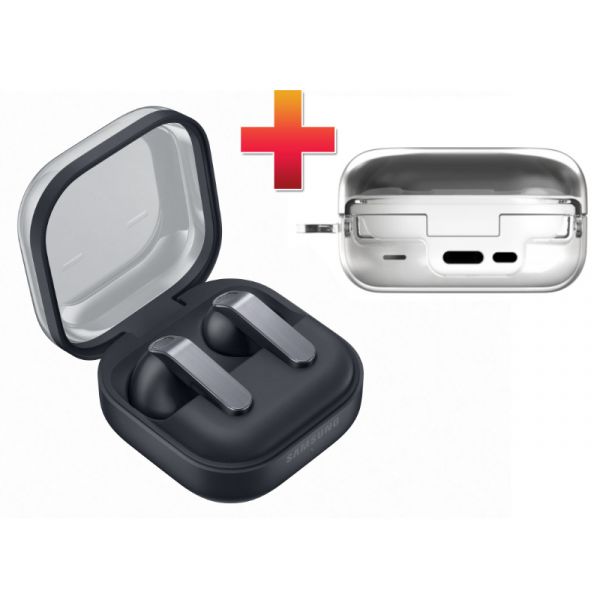Samsung Galaxy Buds4 (SM-R540NZKAEUE) Black + Clear Case, Transparency