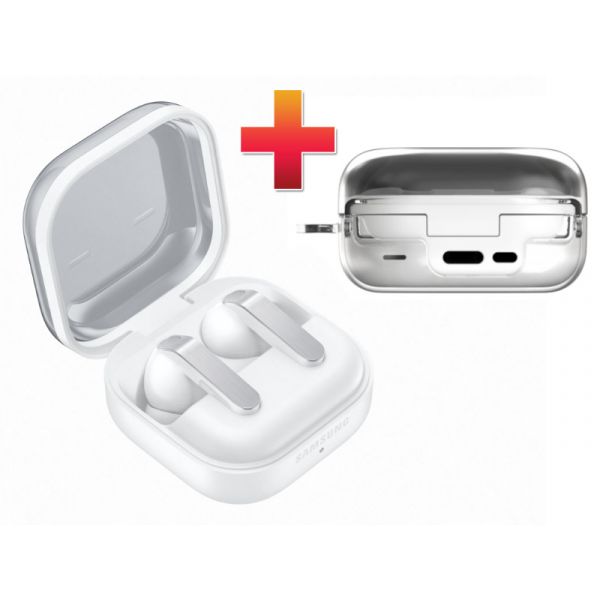 Samsung Galaxy Buds4 Pro (SM-R640NZWAEUE) White + Clear Case, Transparency