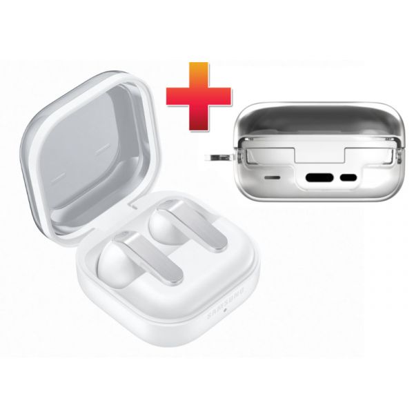 Samsung Galaxy Buds4 (SM-R540NZWAEUE) White + Clear Case, Transparency