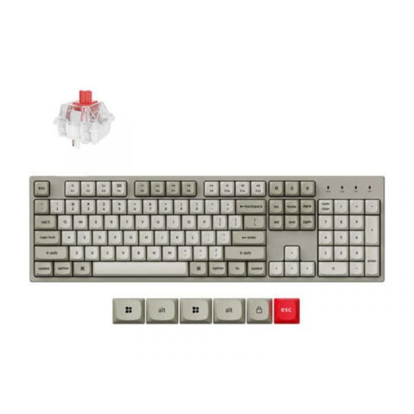 Keychron C2 Pro 8K USB-C HU Super Red mechanikus billentyűzet, szürke (C2PX-M1Z-HU)