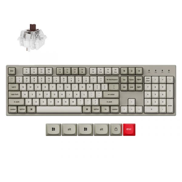Keychron C2 Pro 8K QMK magyar Super Brown mechanikus billentyűzet, szürke (C2PX-M3Z-HU)