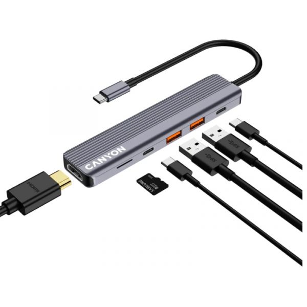 CANYON DS-17 6in1 4k USB-C HUB (CNS-TDS17) szürke