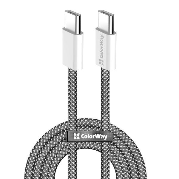 COLORWAY Kábel Type-C fonott pamut, PD Fast Charging 60W, 3,0A 1M fekete (CW-CBPDCC061-BK)