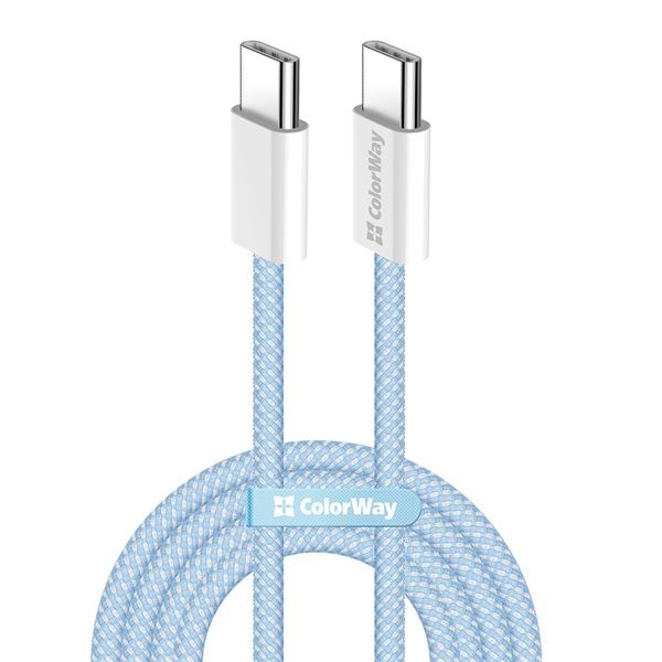 COLORWAY Kábel Type-C fonott pamut, PD Fast Charging 60W, 3,0A 1M kék (CW-CBPDCC061-BL)