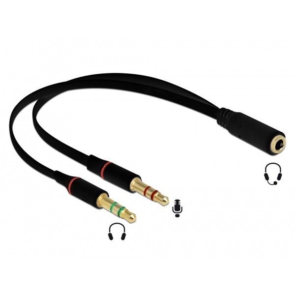 DELOCK 1db 3.5mm 4 pin -  2db 3.5mm 3 pin audio átalakító (65967)