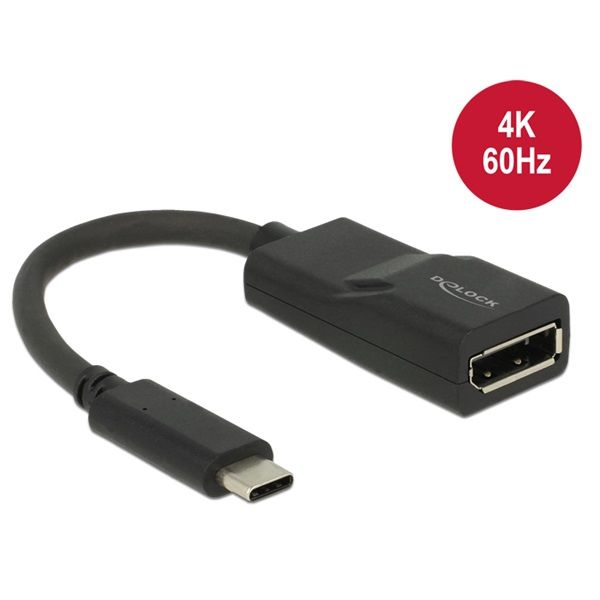 DELOCK  USB Type-C - DisplayPort 4K 60Hz átalakító (62748) Fekete