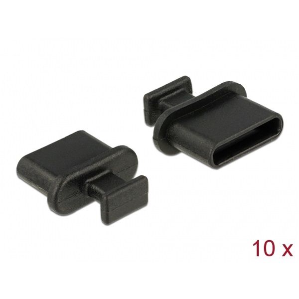 DELOCK Porvédő USB Type-C female fogantyúval 10 db fekete (64013)