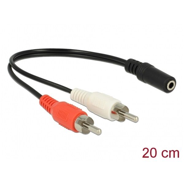DELOCK kábel Audio 2x RCA male > 1x 3.5mm 3 pin Stereo jack 20cm (85806)