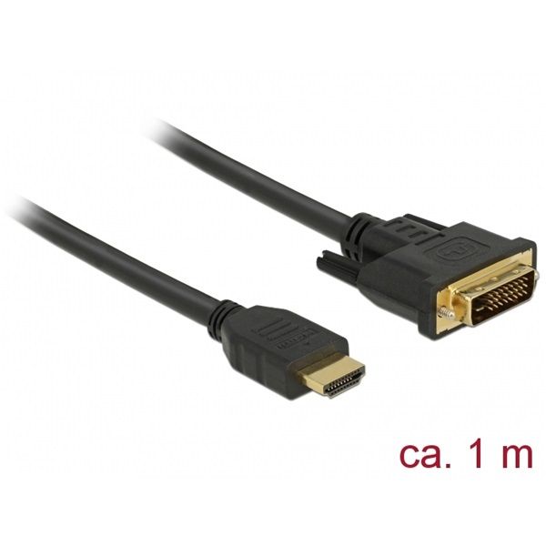 DeLock HDMI Male - DVI 24+1 Male kétirányú kábel 1m