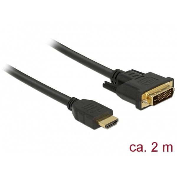 DeLock HDMI Male to DVI 24+1 Male Kétirányú kábel (85654) 2m
