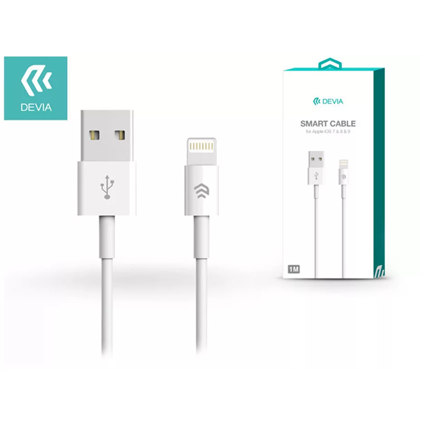 DEVIA APPLE IPHONE LIGHTNING USB TÖLTŐ- ÉS ADATKÁBEL 1 M-ES VEZETÉKKEL - SMART CABLE LIGHTNING - WHITE (ST986650)