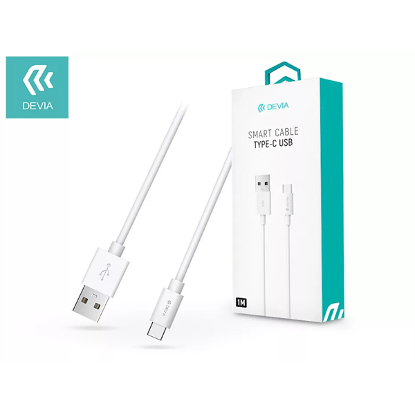 DEVIA USB - USB TYPE-C ADAT- ÉS TÖLTŐKÁBEL 1 M-ES VEZETÉKKEL - SMART USB TYPE-C 2.0 CABLE - WHITE (ST993405)