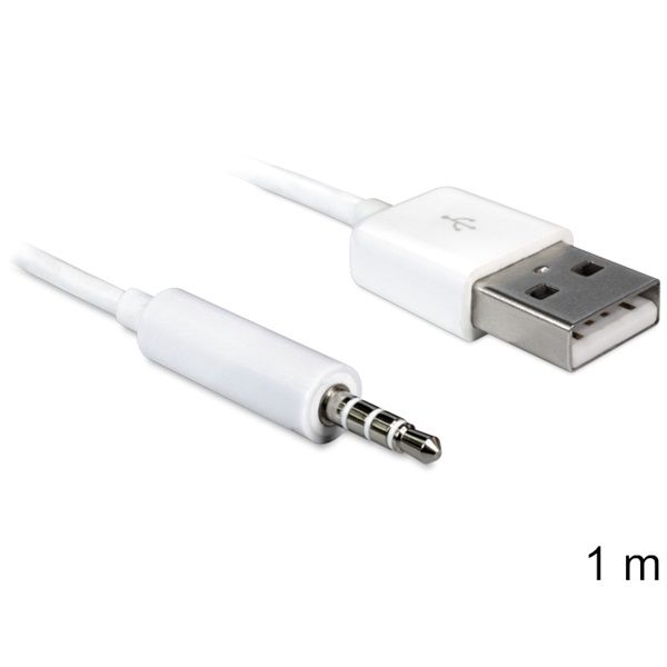 Delock USB-A apa > sztereó jack 3.5 mm apa 4 pin IPod Shuffle kábel, 1 m (83182)