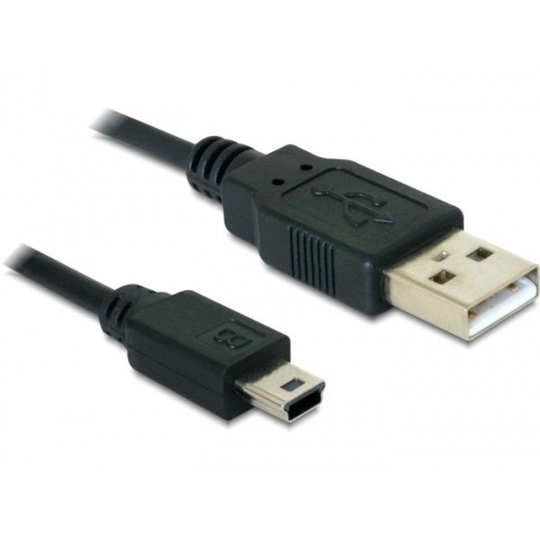 Delock USB 2.0-s kábel A-típusú csatlakozódugóval > USB 2.0 Mini-B csatlakozódugóval, 0,7 m, fekete (82396)