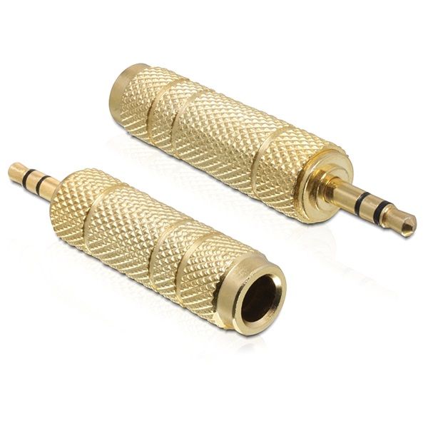 Delock adapter sztereó jack 3.5 mm apa > 6.35 mm anya, 3 pin fém (65360)