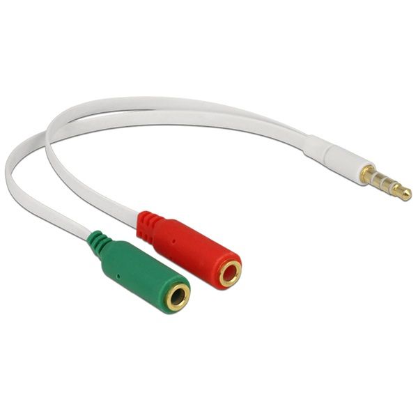 Delock sztereó jack apa 3.5 mm > 2 x sztereó jack anya 3.5 mm 4 pines adapter (65447)