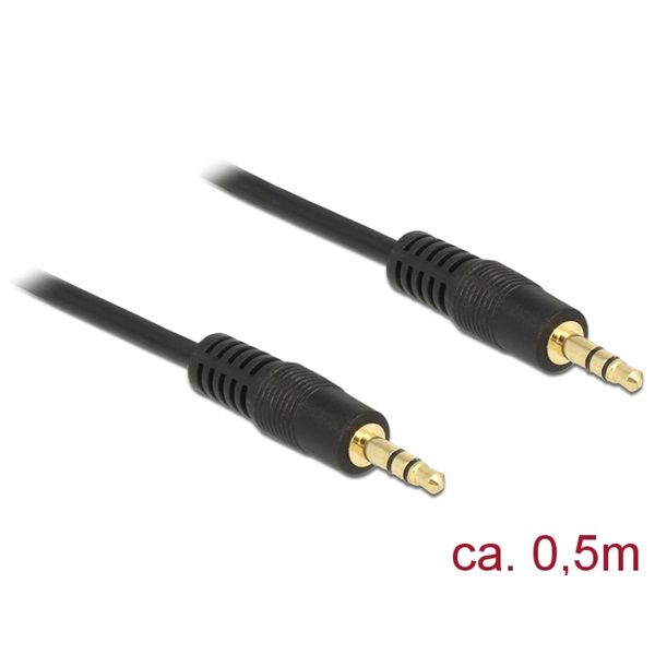 DELOCK Stereo jack 3.5mm 3 pin male/male összekötő kábel, 0.5m (83742)