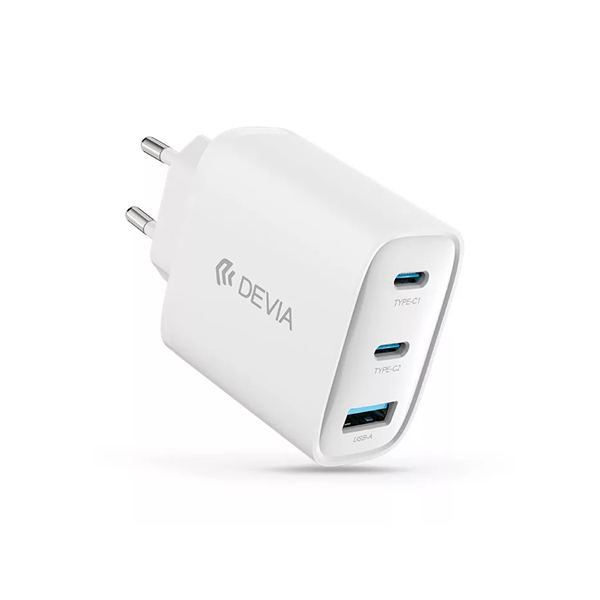 DEVIA Extreme Speed Series 65W GaN PD gyorstöltő adapter USB+2xType-C (ST111615) fehér