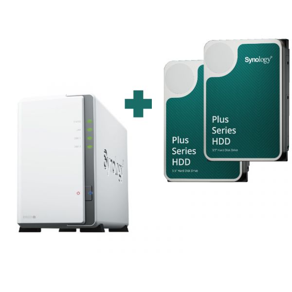 Synology DiskStation DS223j 2-fiókos NAS, 2x2TB HDD-vel
