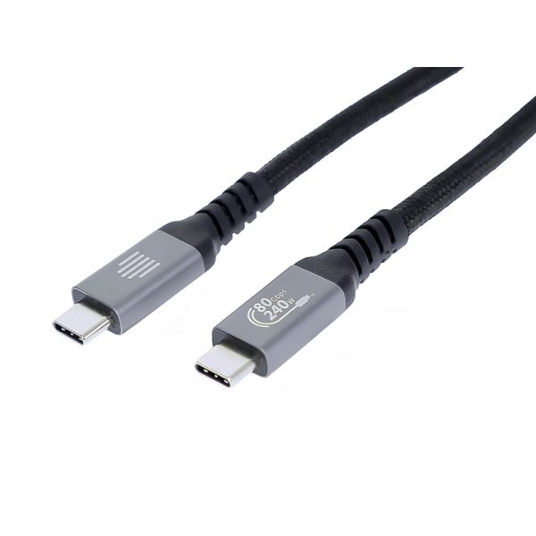 Dviced USB4 Braided kábel, 80 Gbps, 240 W, Thunderbolt kompatibilis 1m, fekete (DV120014)