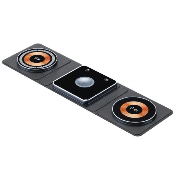 Dviced 3-in-1 foldable magnetic wireless charger, Black/Copper (DV230001)