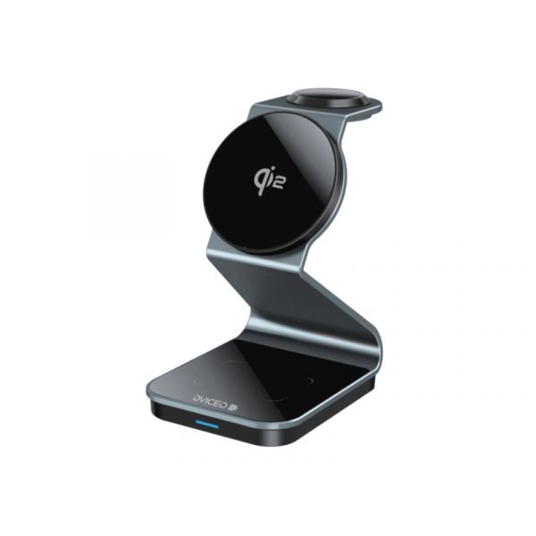 Dviced 3-in-1 Magnetic Qi2 wireless charger stand w cable, wall charger, Tarnish gray (DV230009)