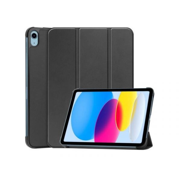 Tok álló, bőr hatású (aktív FLIP, oldalra nyíló, TRIFOLD, asztali tartó) FEKETE - Apple Ipad 11(2025) (GP-132719)