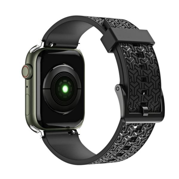 Pótszíj (egyedi méret, nagy, szilikon, 3D) FEKETE - [Apple Watch Series 10 46mm] (GP-142691)