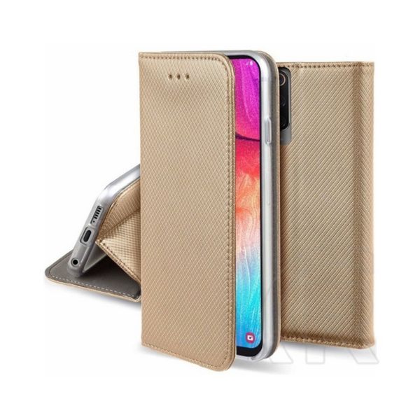 Tok álló, bőr hatású (FLIP, oldalra nyíló, asztali tartó, rombusz) ARANY - [Xiaomi Redmi Note 13 5G] (GP-154231)
