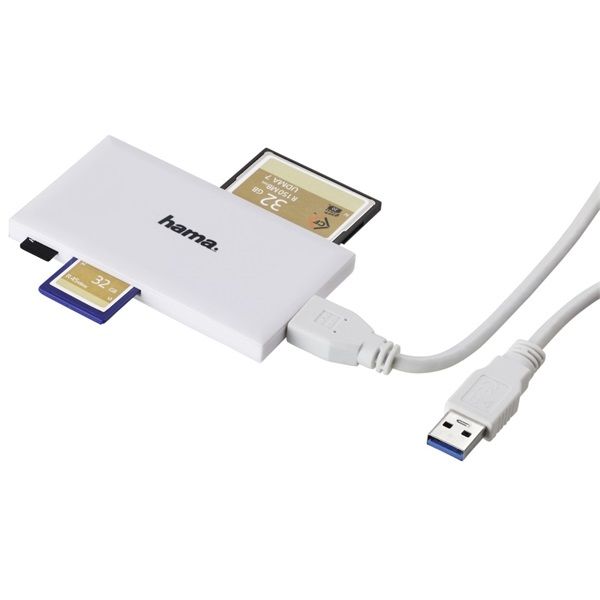 HAMA SLIM MULTI KÁRTYAOLVASÓ, USB 3.0 SUPERSPEED, FEHÉR (181017)