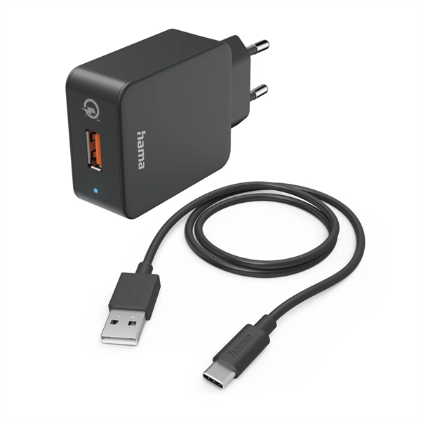 Hama FIC E3 hálózati töltő szett QC 3.0 USB -Type-C kábellel (19,5W) (201625)