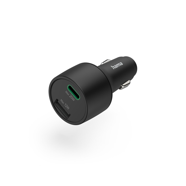 Hama FIC Autós töltő USB-A + USB Type-C, PD, QC, max 12w + 20W, fekete (201690)