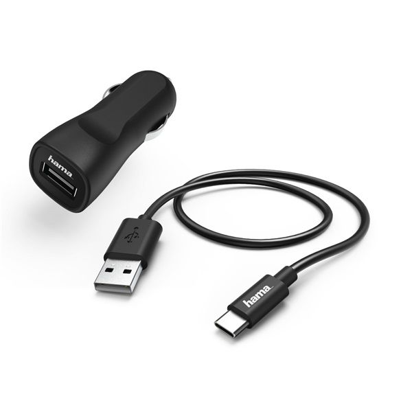 HAMA 2,4A USB autós töltő, USB TYPE-C kábellel (183241)