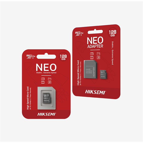 HIKSEMI Memóriakártya MicroSDXC 128GB Neo CL10 92R/40W UHS-I V30 + Adapter (HIKVISION) (HS-TF-C1 128G ADAPTER)