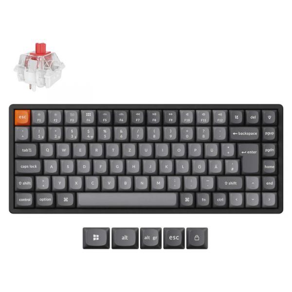 Keychron K2 Max Bluetooth / vezeték nélküli HU Super Red mechanikus billentyűzet, fekete (K2M-J1Z-HU)